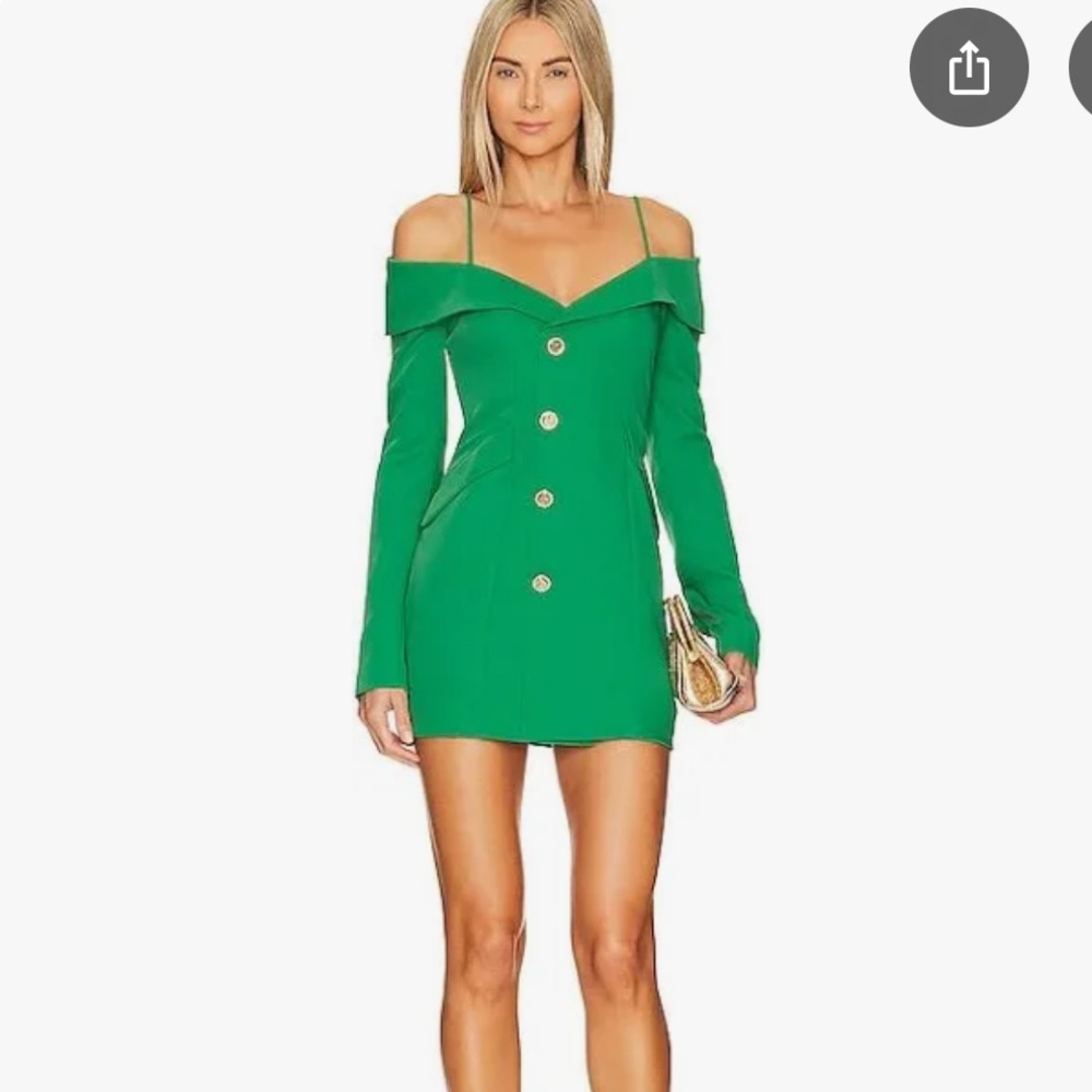 Lovers + Friends Green Off-the-Shoulder Sheath Mini Dress